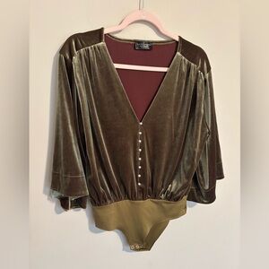 Zara Beaded Velvet Bodysuit - Small